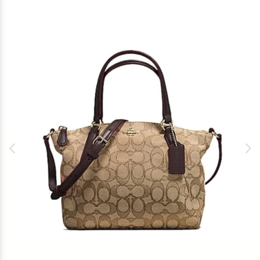 NWT Coach Outline Signature Small Kelsey Handbag Khaki Brown - Picture 15 of 15